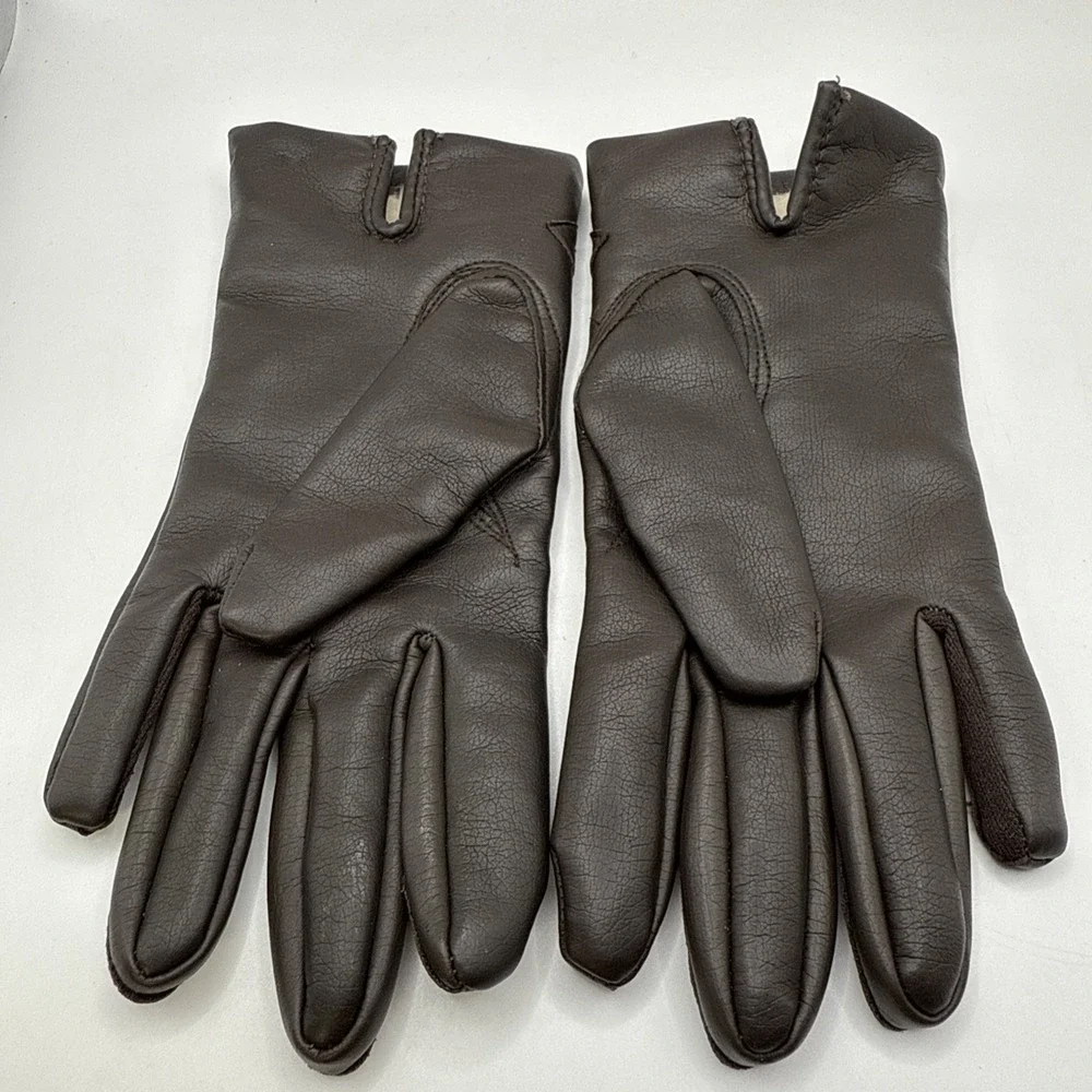 Vintage Brown Gusset‎ Dress Gloves Hong Kong Driving Gloves Size 6.5/7.5